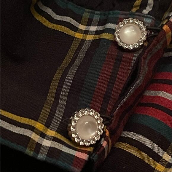 J.Crew Size PM Plaid Ruffle Shoulder Top | Holiday Tartan Blouse Long Sleeve - Picture 12 of 14